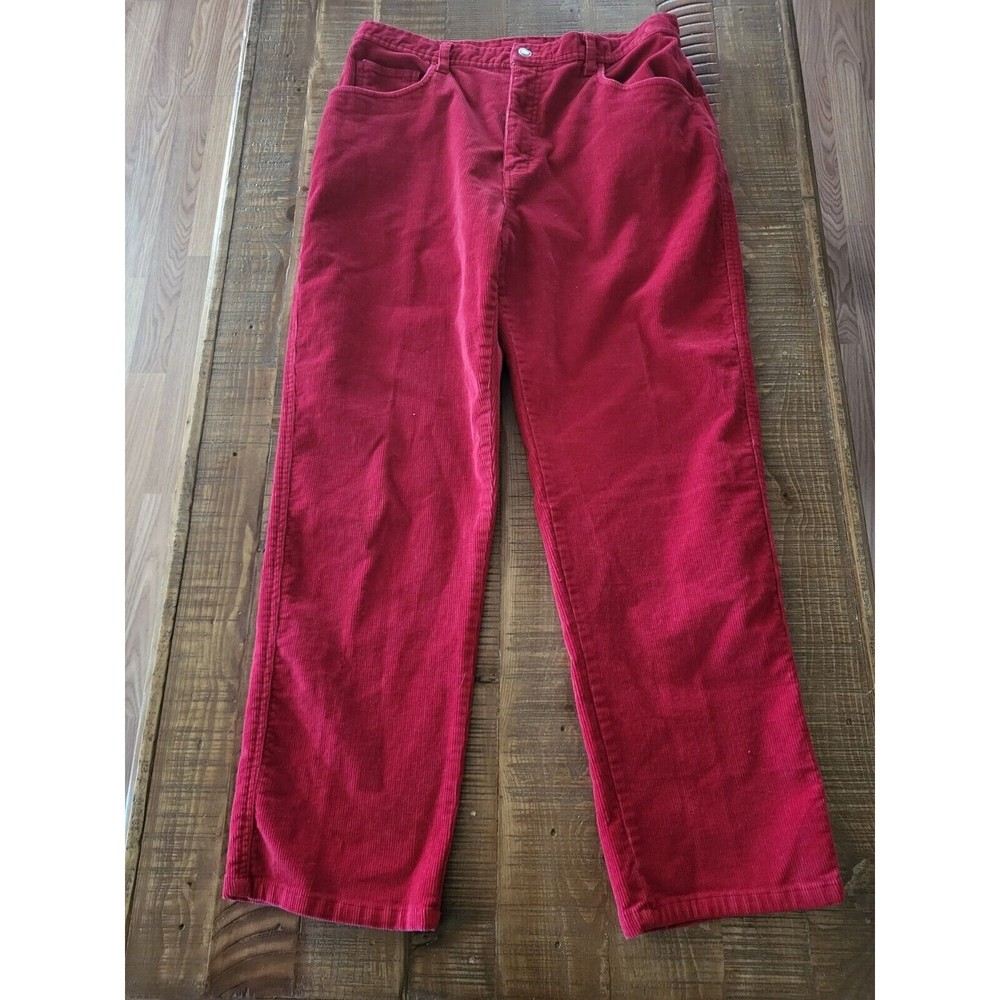 Faded Glory Womens Size 14P Petite 32x28 Corduroy Pants Red High Rise Stretch